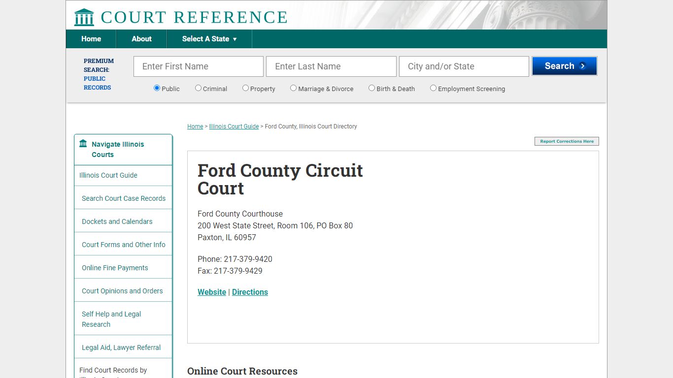 Ford County Circuit Court - Court Records Directory
